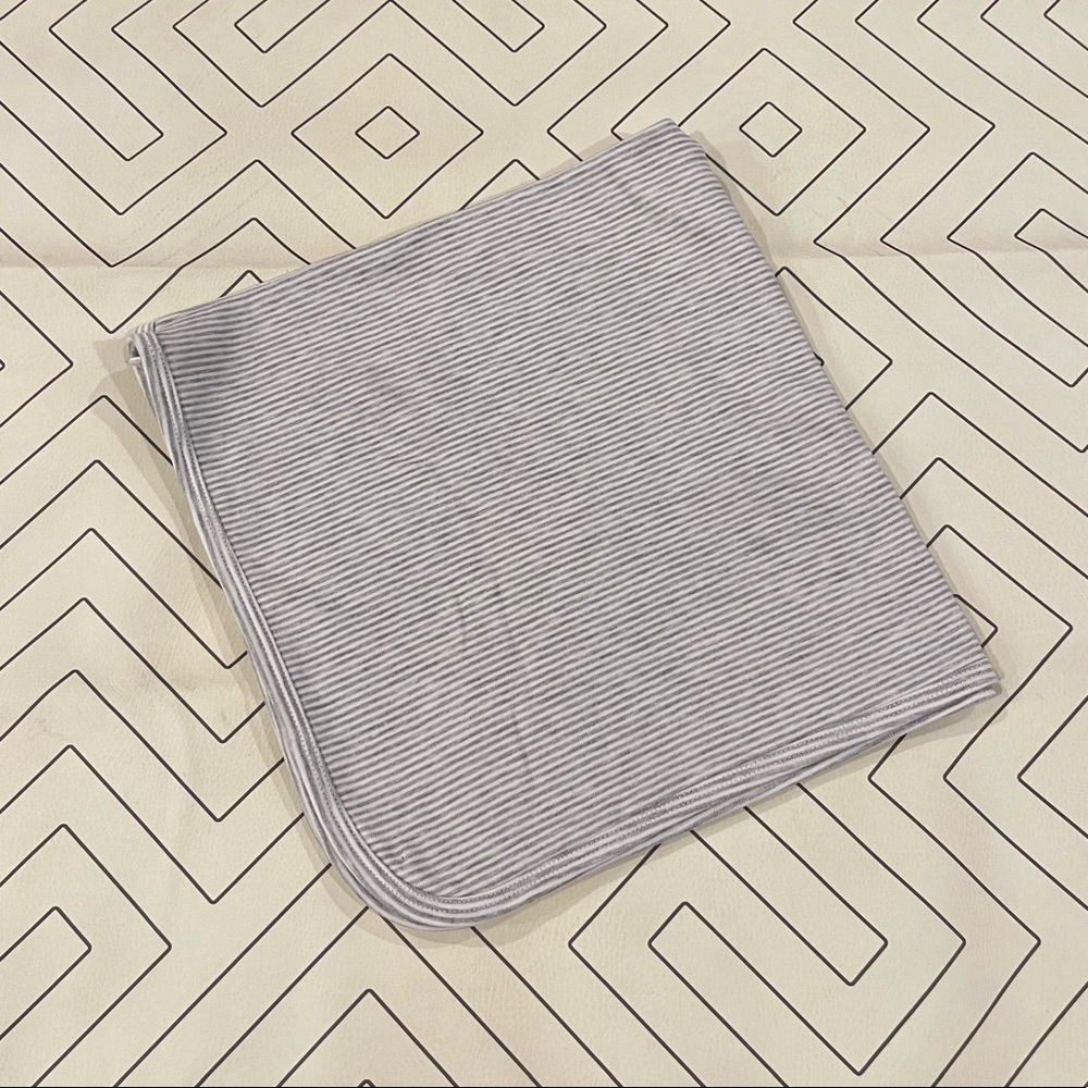 Kissy Kissy Grey Striped Receiving Blanket